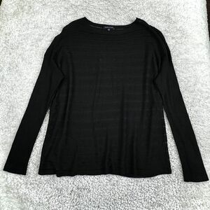 Eileen Fisher Black Viscose Sheer Oversized Lightweight Sweater